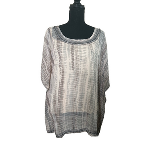 RAGA SHEER SNAKE PATTERN BLOUSE W/ ADJUSTABLE TANK, SIZE XL